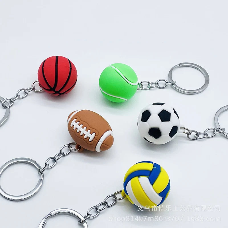 Hemasa Silicone Football Basketball Key Chain  / Volleyball/ Tennis /Rugby Keyring Bag Car Keys