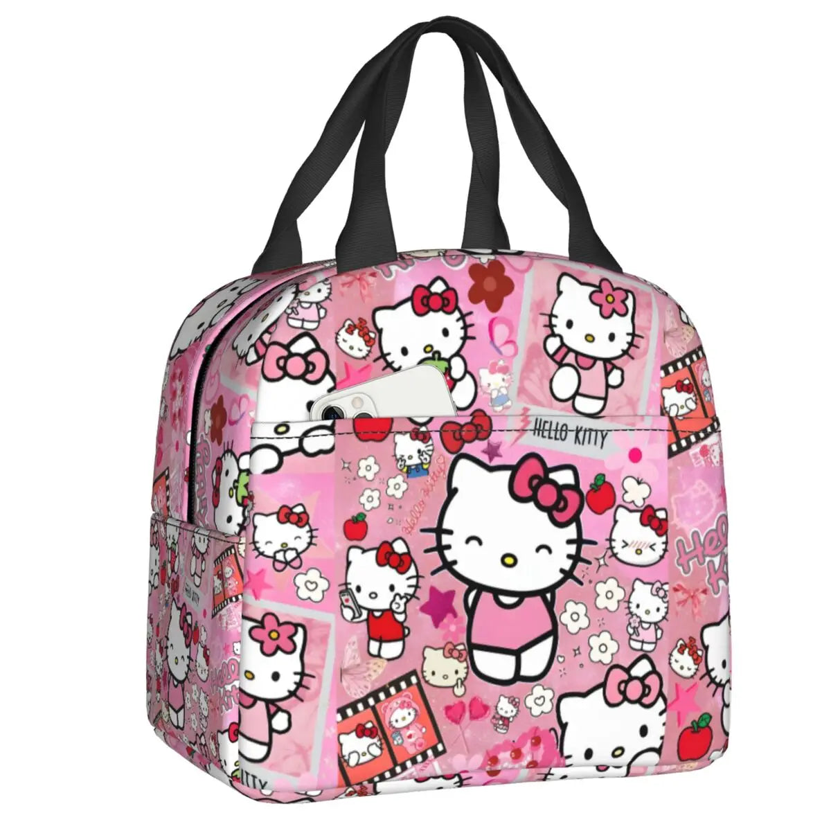 Custom Sanrio Hello Kitty Insulated Lunch Bag for Work School Leakproof Thermal Cooler Lunch Box Women  Food Container Tote Bags