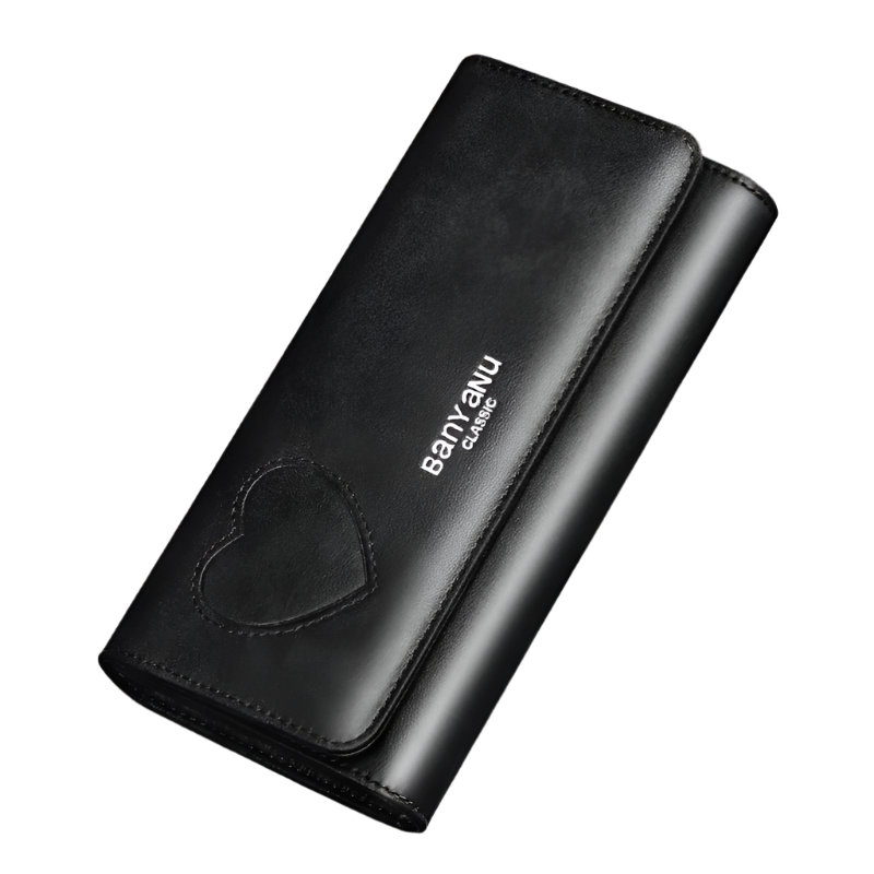 Genuine Leather Rfid Long Women Wallets Clutch Zipper Coin Pocket Female Cute Heart Wallet Card Holder Phone Bag New Women Purse