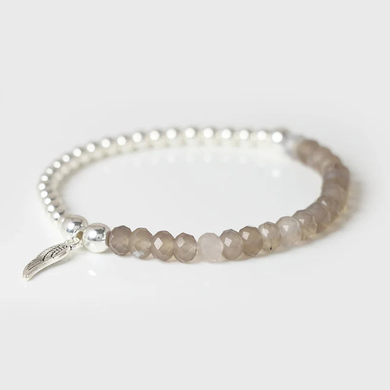 Tejesa  Angel  Faceted Natural Stone Bracelets Labradorite Beads Lucky Bracelet for Men /Women