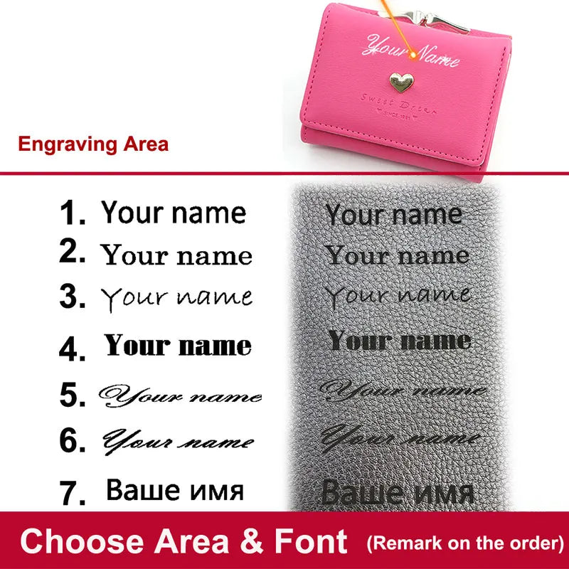 2024 New Short Women Wallets Cute Coin Pocket Card Holder Small Female Purse Kpop Photo Holder Name Engraved Wallet For Girls