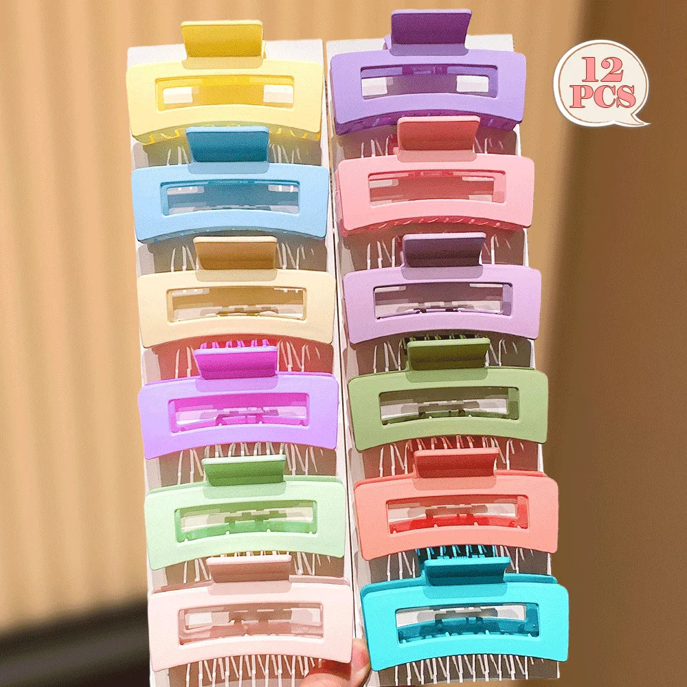 Tejesa 12/6-Pack Solid Color Square Hair Grips Fashionable Everyday Hair Accessories Styling Hairdo Enhancer for Casual Dates Home Use