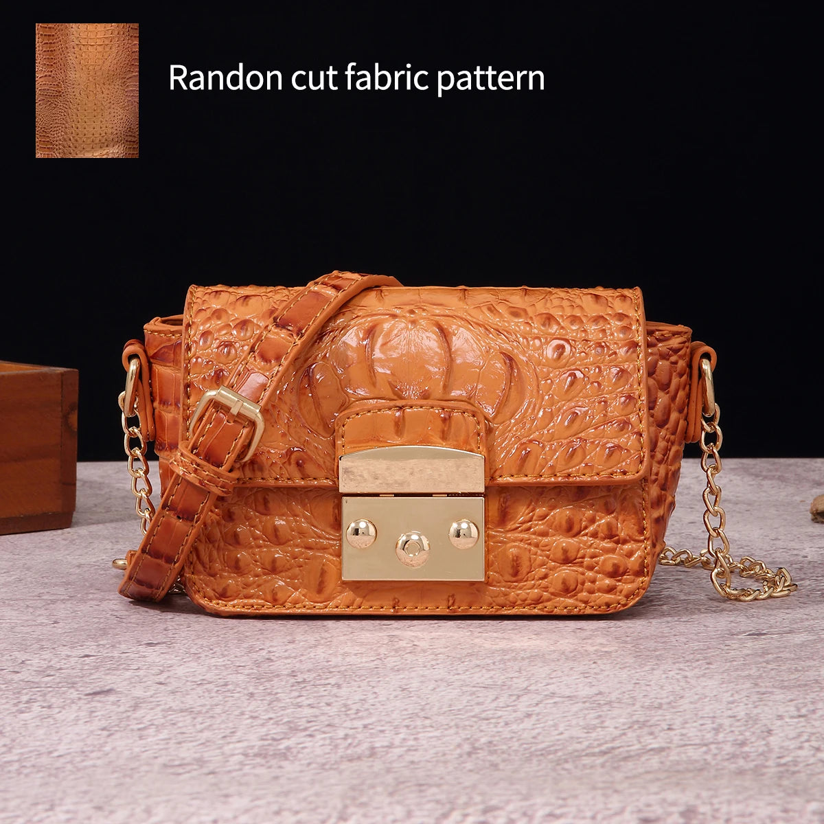 Colorful Crocodile Pattern Mini Lock Flip Phone Bag Crossbody Bag Classic