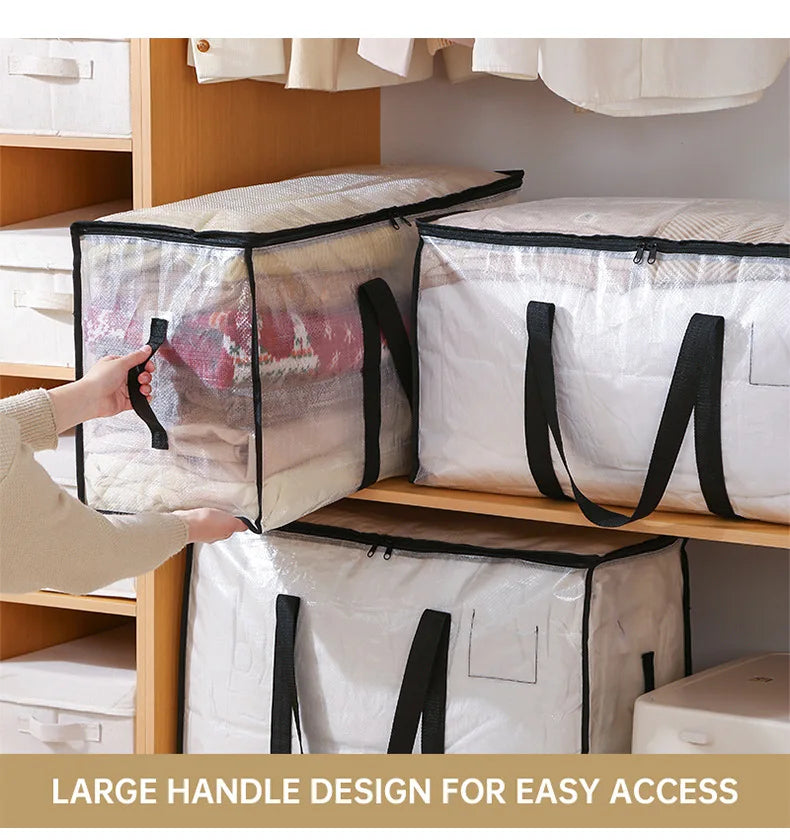Tejesa  2PCs Transparent storage bag, cotton quilt, clothing moving bag, large capacity waterproof and moisture-proof quilt organizing bag
