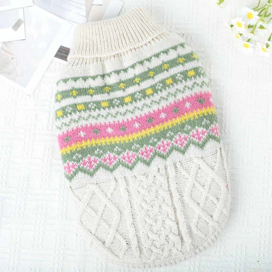 Knitted Dog Sweater for Small Medium Dogs, Warm Winter Puppy Clothing, Cold Weather Thermal Pet Wear