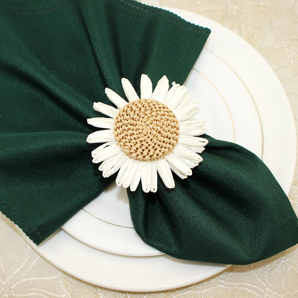 Hemasa 6Pcs  Rose Flower Napkin Rings/ Sunflower Napkin Holder Rings for Wedding Banquet /Christmas /Birthday