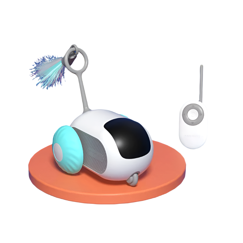 Hemasa Smart Sports Cat Toys With Remote Control Electric Car Toys Rechargeable Cat Teasing Car Toy Indoor Feather Interactive Cat Toys