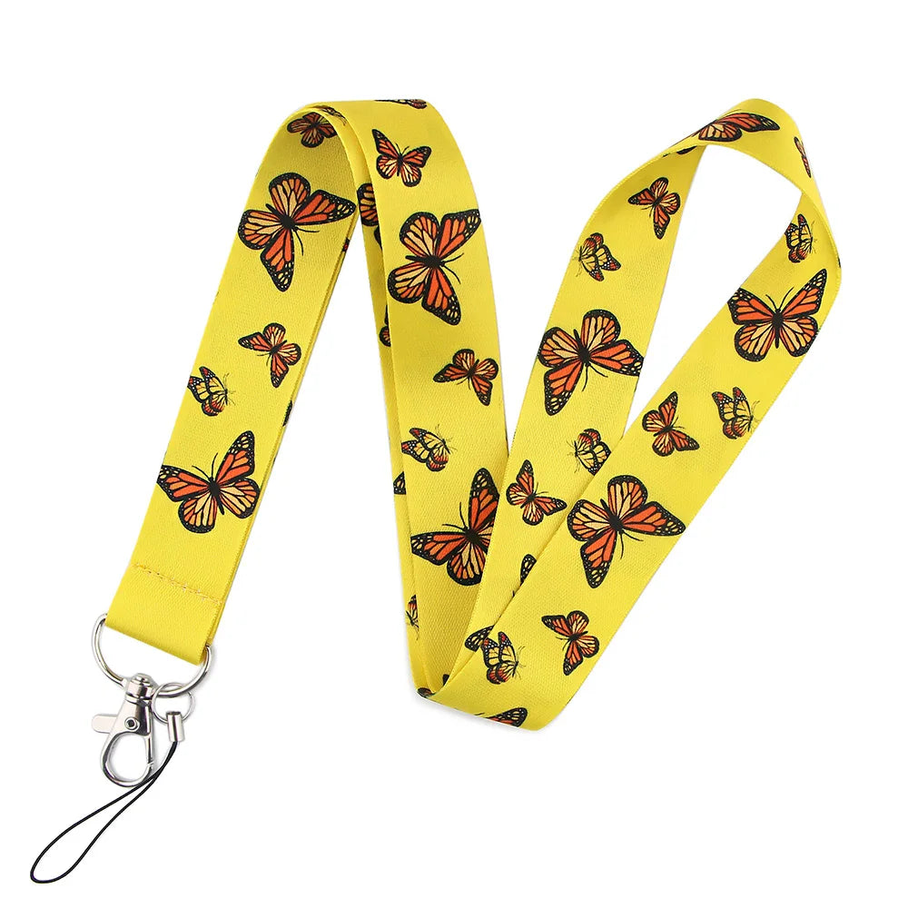 Tejesa Butterfly Lanyard Business Credit Card Holder Neck Strap Keychain Hang Rope ID Badge Holder Lariat Lasso
