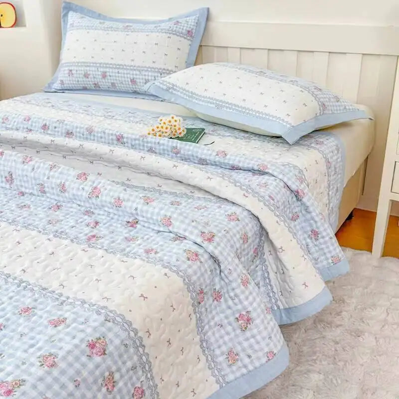 1Pc Purple Flower Bedspreads For Bed Thick Patchwork Blanket Single/Queen/King Floral Style Quilted Duvet Soft Bedspread