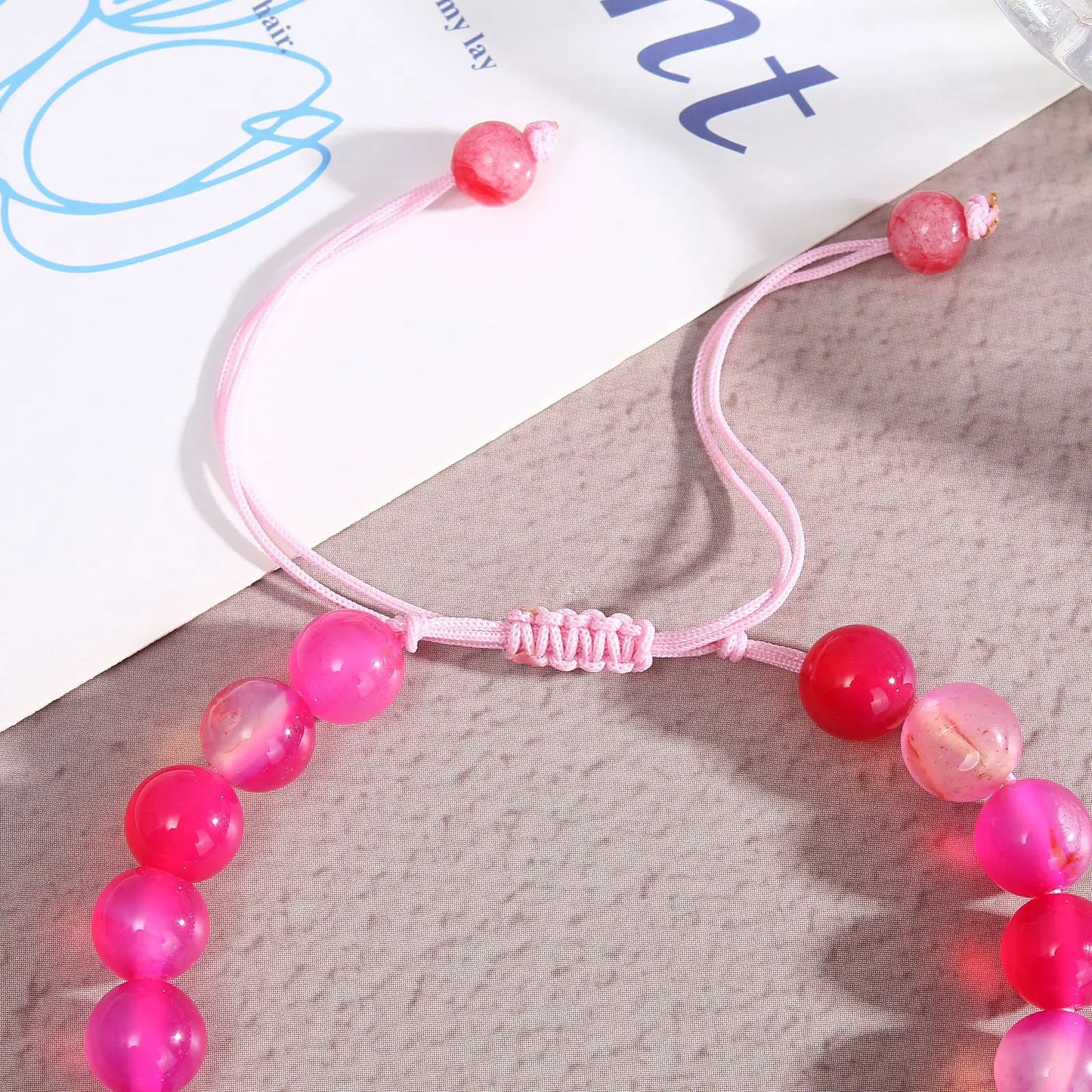 Pink Ribbon Charms Bracelets Natural Stone Beads Bracelets for Women Breast Cancers Awareness  Jewelry