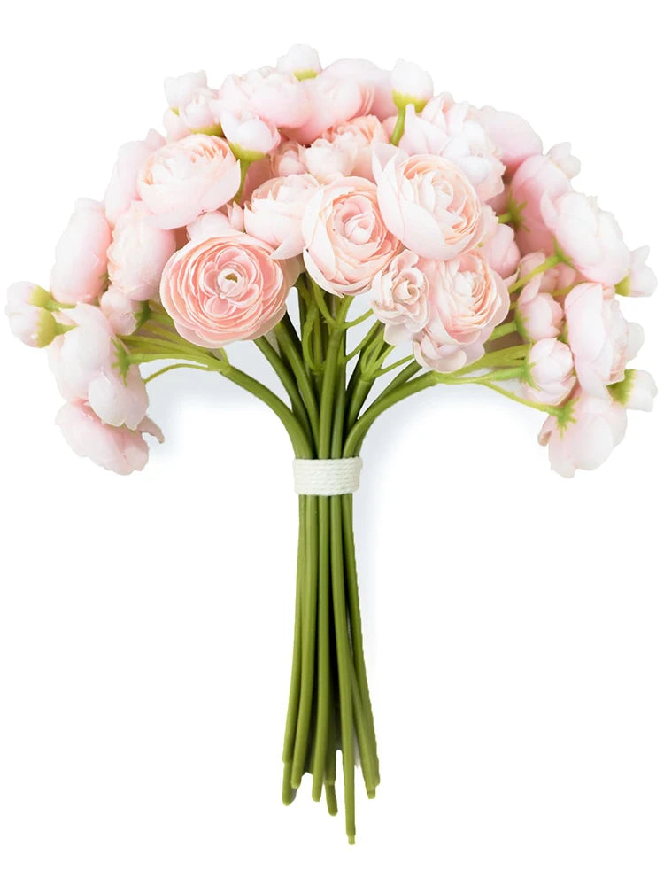 Tejesa 12 pcs Ranunculus Artificial Flower DIY Bouquet Bulk Fake Flowers Wedding Arrangements Bridal Shower Decor Home Room Decorations