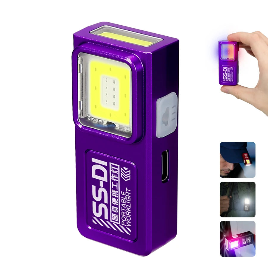 Hemasa LED COB Mini Flashlight USB Rechargeable Mini Torch Portable Working Light With Magnet Outdoor Emergency Hiking Fishing Lantern