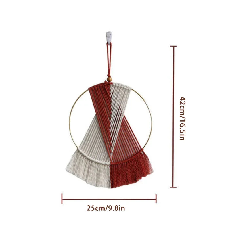 Hemasa Nordic Macrame Hoop Wall Hanging Tapestry Boho Hand Woven for Livingroom Bedroom Backdrop Room Home Decor House Decoration