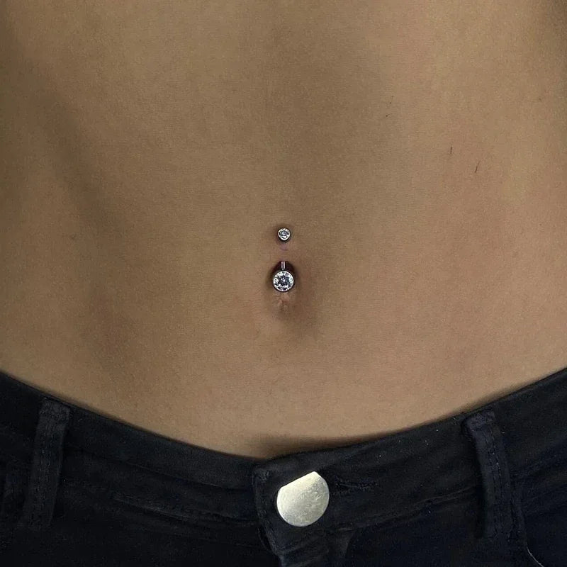 G23Titanium 14G 8/10/12/14mm Surgical Titanium Belly Button Rings Zircon Navel Bar Body Piercing Jewelry Nombril Ombligo Barbell
