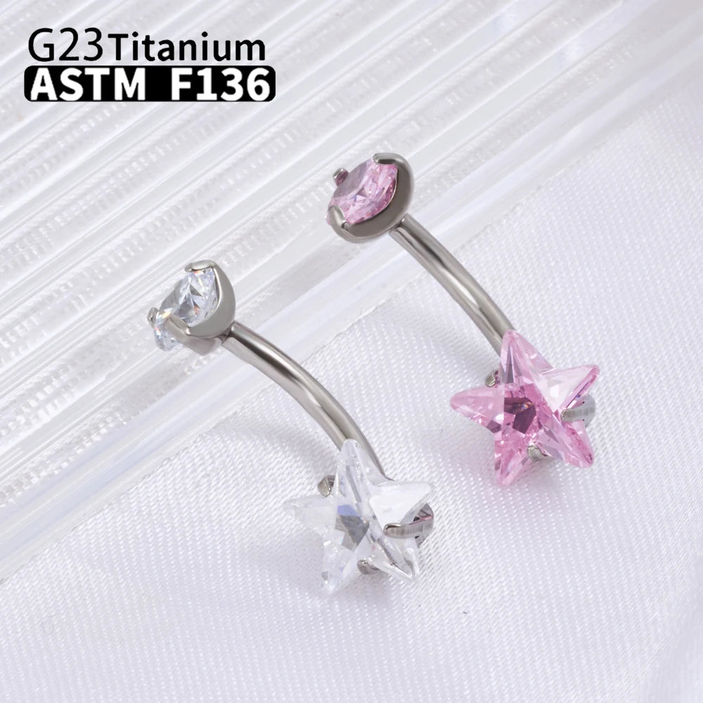 G23 Titanium Women Sexy Belly Button Rings Piercing ASTM F136 Body Jewelry 14G Internally Threaded Zircons wholesale Jewelry