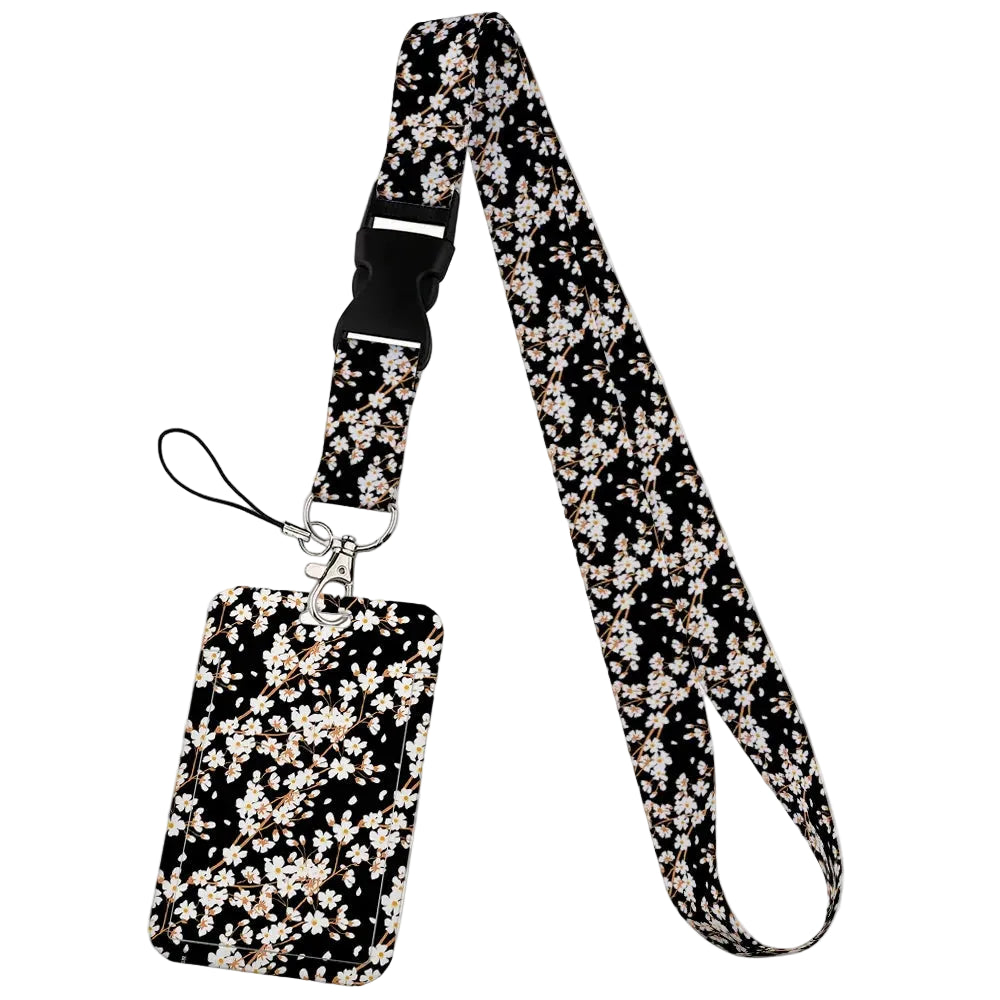 Tejesa  Flower design Lanyard Business Credit Card Holder/ Neck Strap Keychain Hang Rope ID Badge Holder