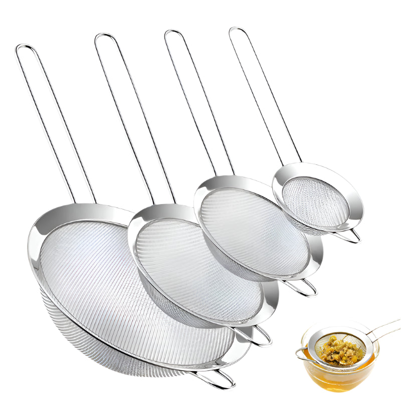 Hemasa 3/4Pcs /Set Stainless Steel Wire Fine Mesh Oil Strainer Flour Colander Sieve Sifter Pastry Baking Tools