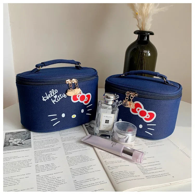 Hemasa 2PCs  Cosmetic Bag Makeup Case Wash Bags Women Bags Make Up Pouch Hello Kitty bag
