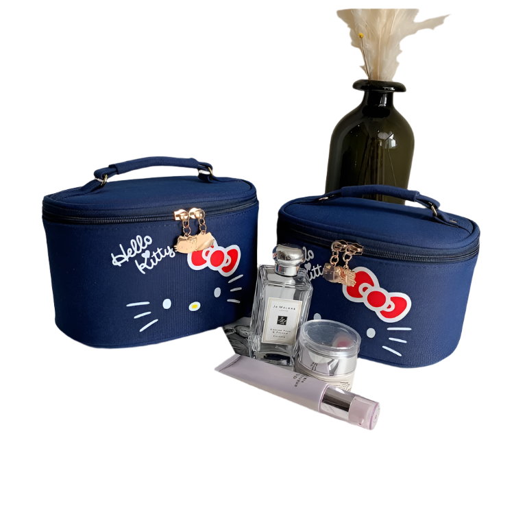 Hemasa 2PCs  Cosmetic Bag Makeup Case Wash Bags Women Bags Make Up Pouch Hello Kitty bag