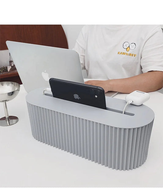 1 Office Cable Organizer with Lid, Large Capacity Cable Organizer, Space Saving Cable Management Box for Desktop Outlets