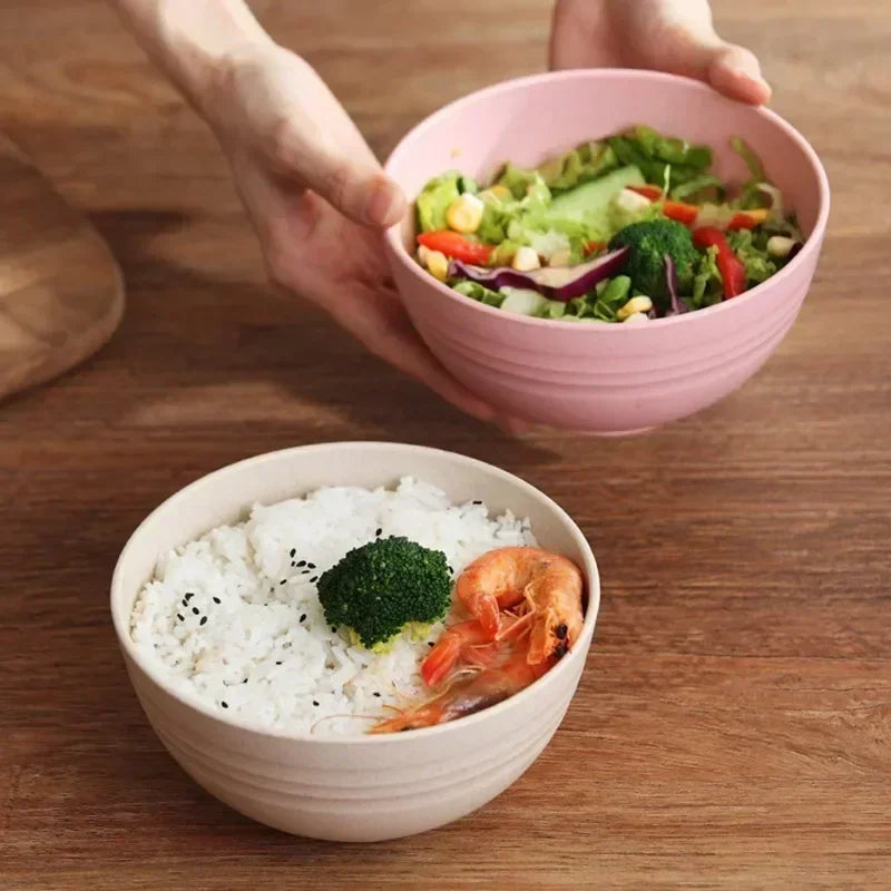 Hemasa Wheat Straw Anti-Fall Bowl Dinner Bowl Plastic Fiber Divided Dining Bowl Cartoon Snack Tray Breakfast Dishes Kitchen Tableware
