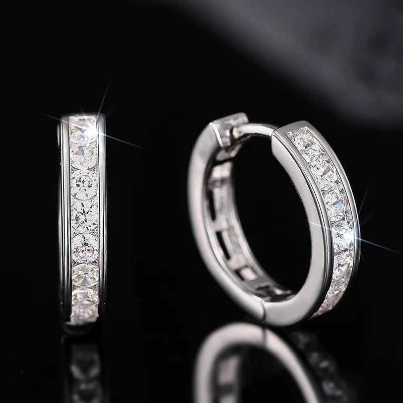 Tejesa Huitan Fashion Lady Hoop Earrings Gold Color/Silver Color Inlaid Shiny Cubic Zirconia Delicate Party Wedding Accessories Jewelry