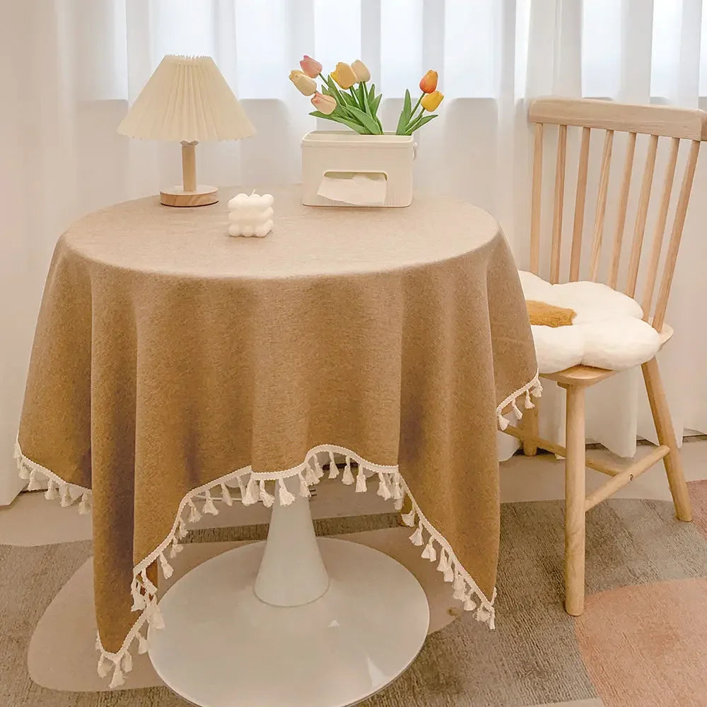 Tassel Tablecloth Kitchen Table Runner Camping Mat Tea Table Cover Wedding Dining Room Decoration 14 Colors