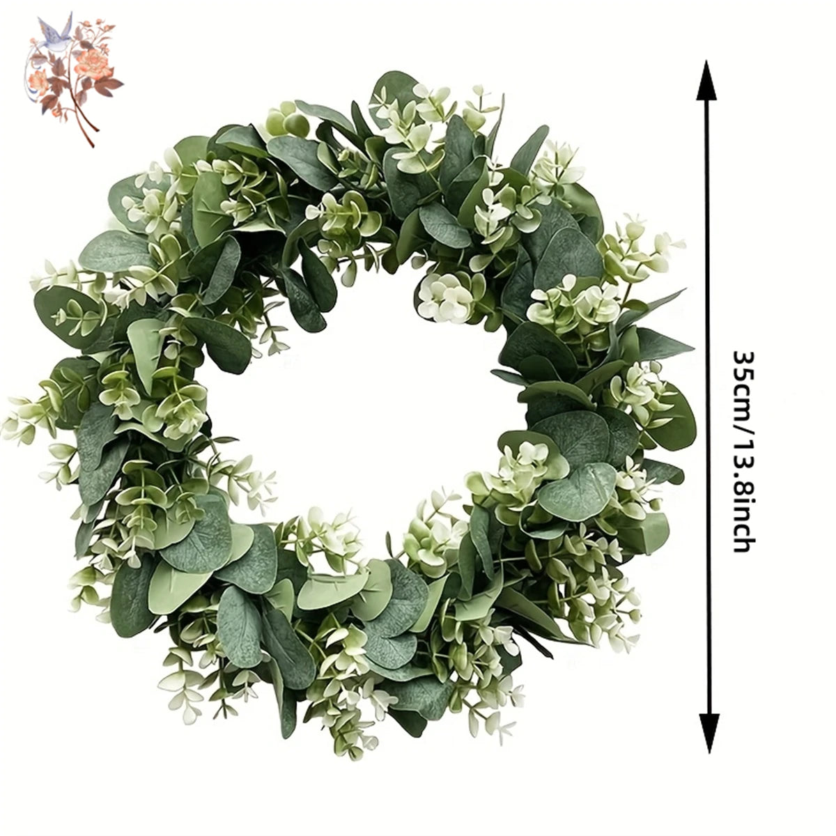 Simulation Money Leaf Eucalyptus Wreath Front Door Wall Hanging Green Garland Holiday Festival Party Home Decoration Ornaments