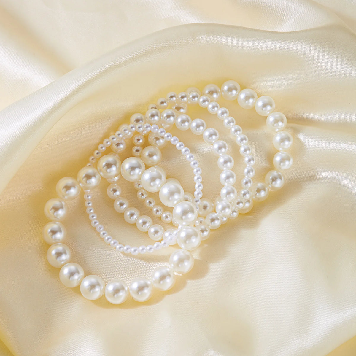 New Romantic Multi-layer Imitation Pearl Bracelet Fashion Elegant Beaded Stackable Bracelet For Women Wedding Party Jewelry Gift