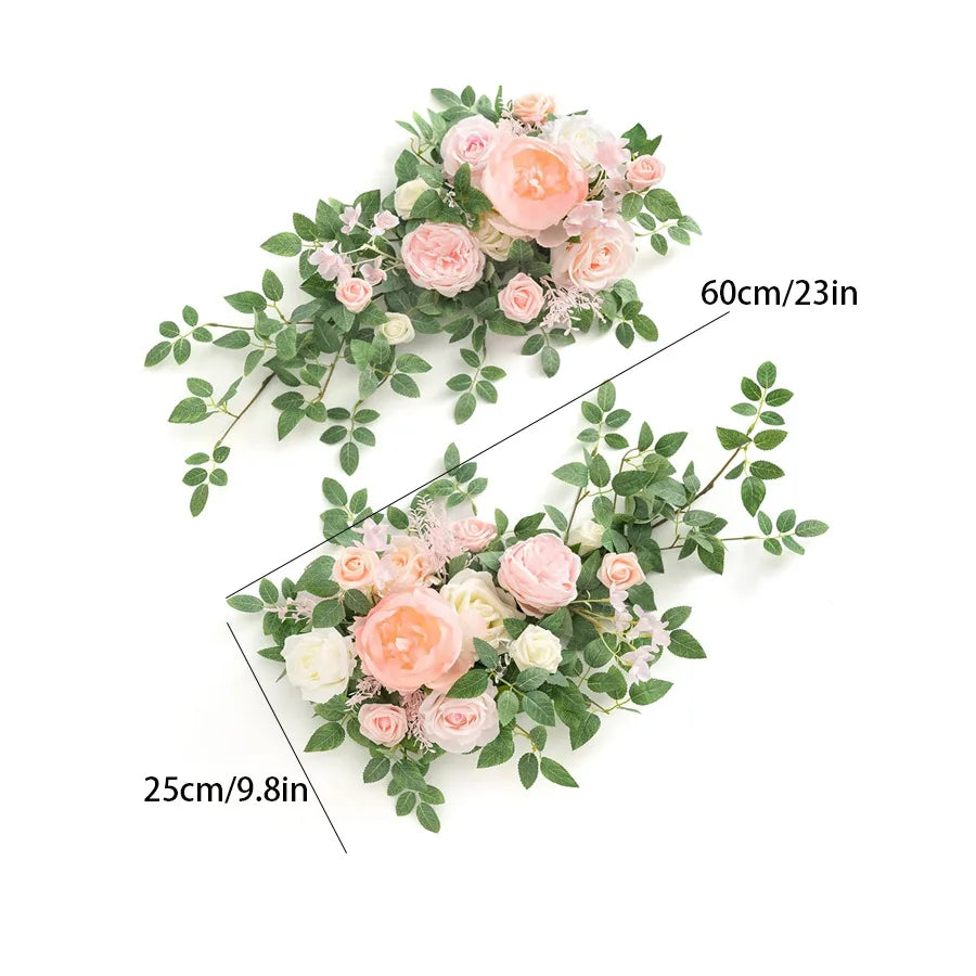 Simulation rose chair back flower aisle flower two-piece wedding home table flower simulation plant decoration
