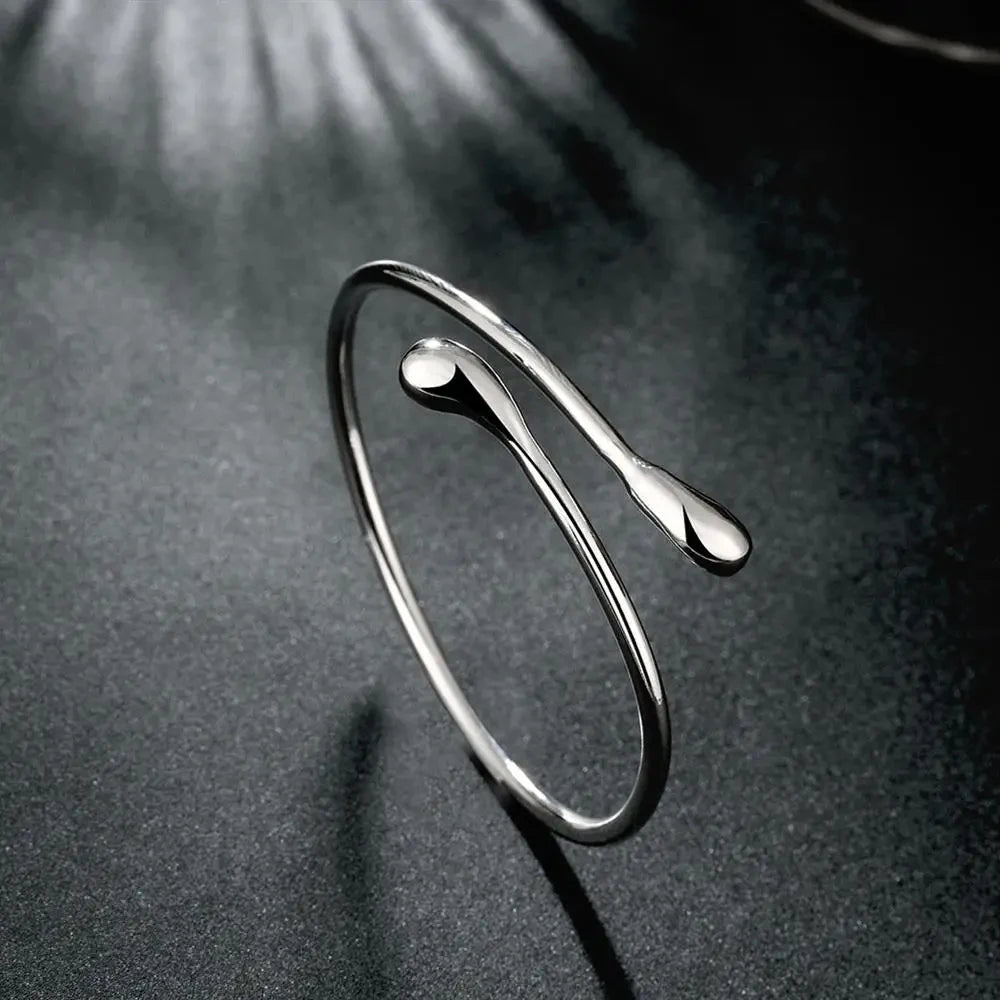 Hemasa  925 Sterling Silver  Water Drop Model Bangle/Bracelets for Women