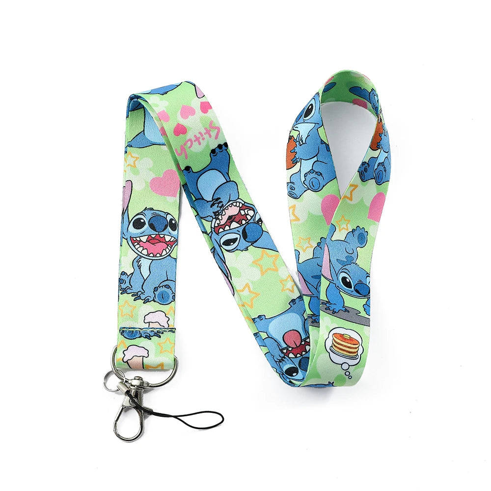 Lilo Stitch Cute Couples Lanyard For Keys Chain Credit Card Cover Pass Mobile Phone Charm Straps ID Badge Holder Key Accessories