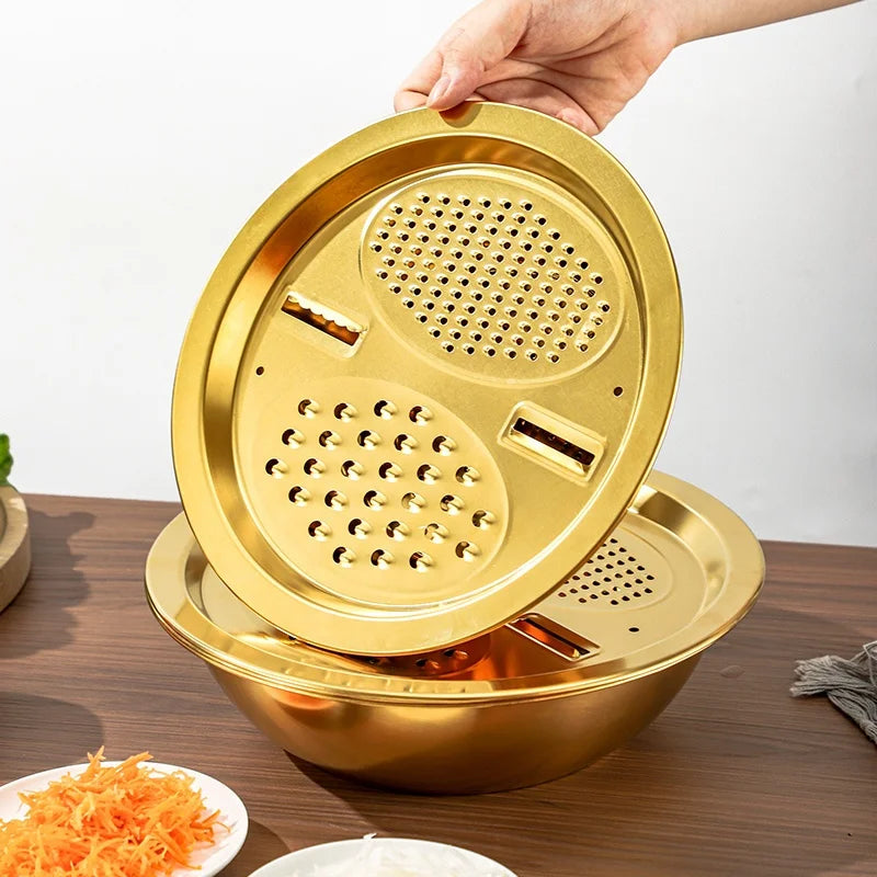 Tejesa 3-In-1 Stainless Steel Kitchen Set,  Multifunctional Filter, and Mixing Bowl
