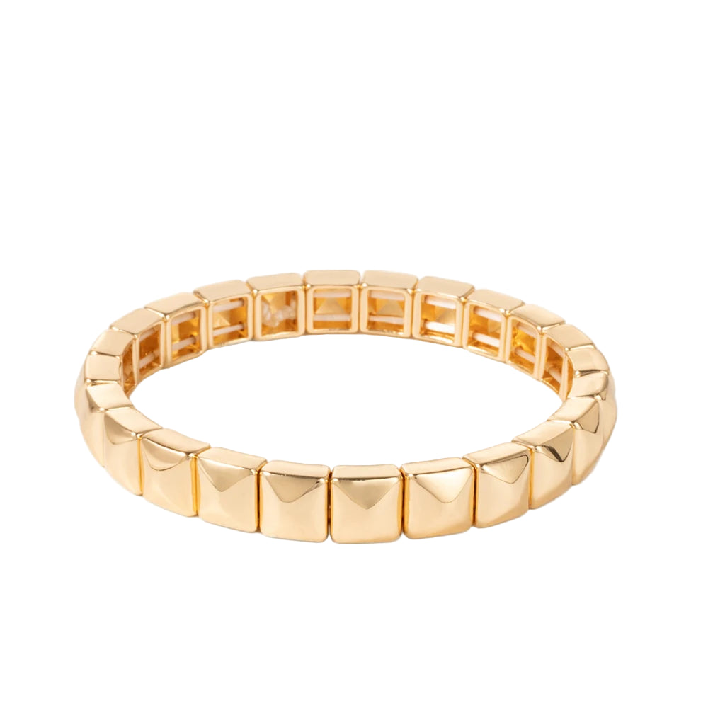 Tejesa Colorful Enamel Square Shape Rhombus Faced Bohemain Geometric Elastic Bracelets For Women
