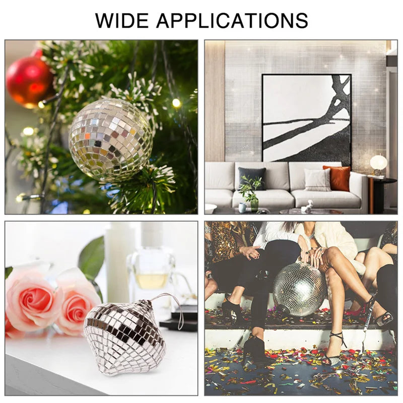 Tejesa 1PCS Disco Ball Mirror Sticker Self-Adhesive Handmade Glass Mosaic Set Square Tiles Mirror for DIY Party Decor Collages Craft
