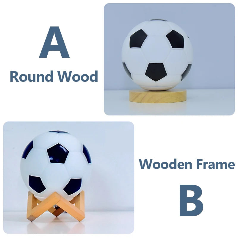 1/2 Pcs Football Night Light 3D Soccer Table Lamp Wooden Stand USB LED Bedside Decoration Illumination kids gifts Soccer Lover