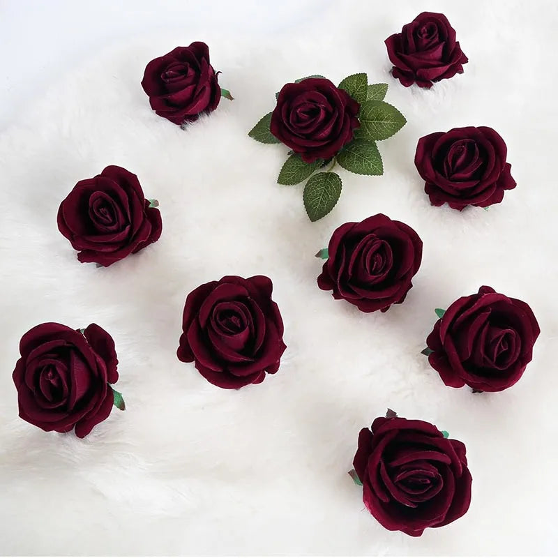Artificial Flowers Velvet Roses 50 PCS Real Look Roses Bouquet Flowers for DIY Wedding Party Baby Shower Home Decoration