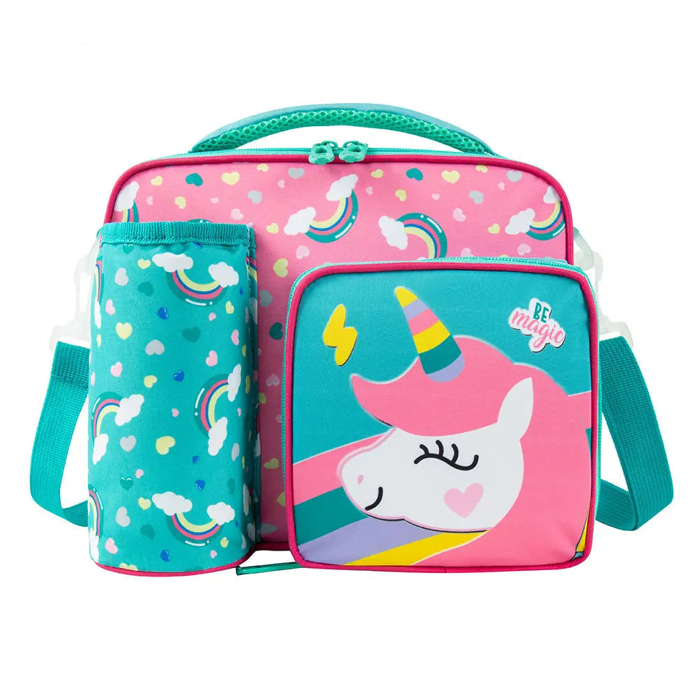 Tejesa  Lunch Bags for Children Unicorn Insulated Lunch Tote Bag for Boys Girls Adjustable Shoulder Strap Durable Handle Bottle Pocket
