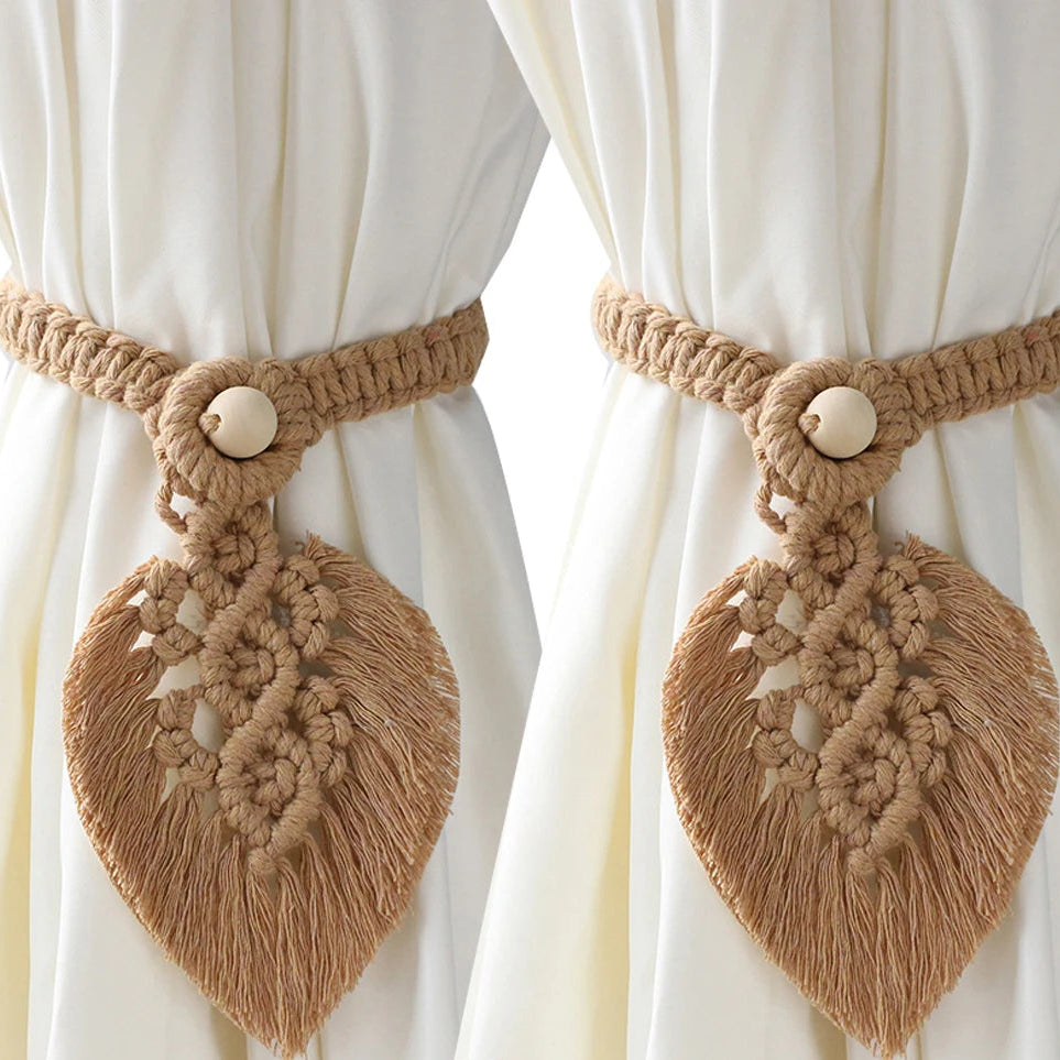 Tejesa 2 Pack Macrame Curtain Tiebacks Decorative Curtain With Bead Window Ties Kawaii Boho Room Decor Living Room Home Decoration Gift