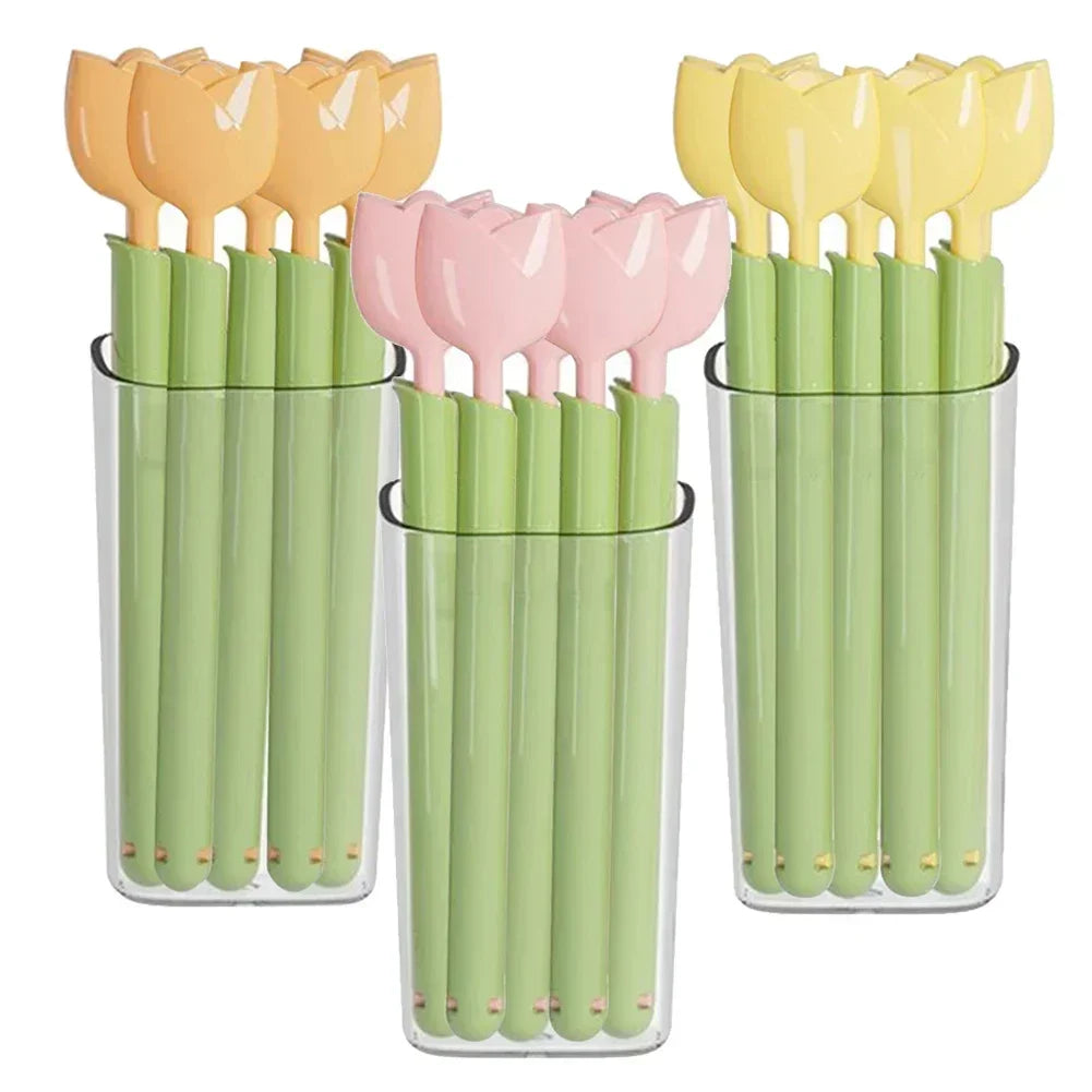 5Pcs Tulip Shaped Bag Clips Portable Food Snack Bread Sealing Clip With Magnetic Storage Box Sealed Clip Kitchen Accessories