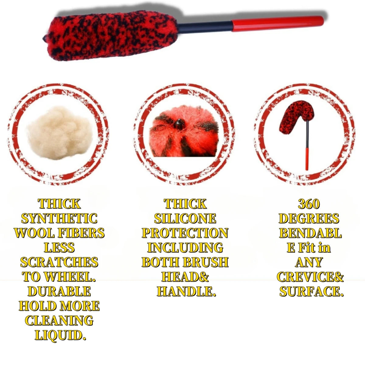 Tejesa Auto Tire Wheel Detailing Brushs Set Multifunctional Car Cleaning tools for Car Rim Tire Bendable Detail Clean Easy Car Wash Too