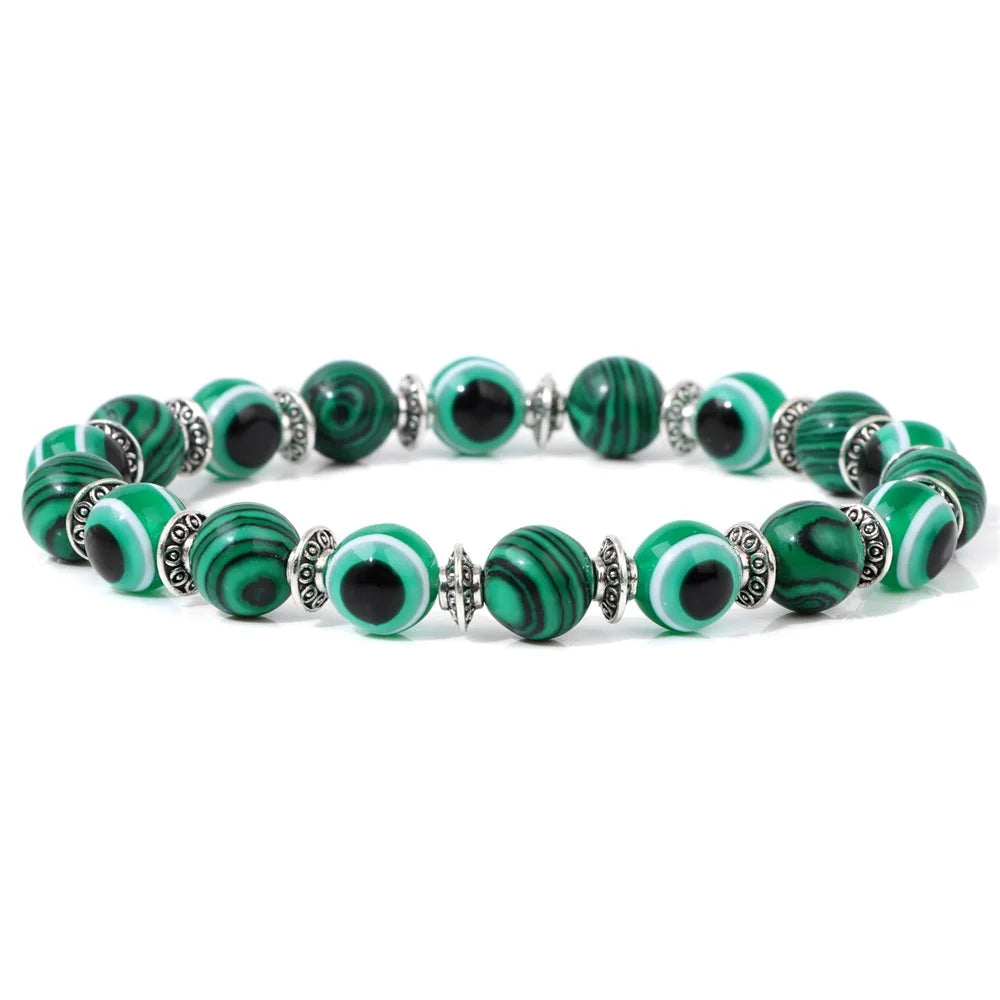 Tejesa Turkey Evil Eye Bracelet Lucky 8mm Colorful Beaded Bracelets For Women Men Blue Eye Aesthetic Handmade Bangle Friendship Jewelry