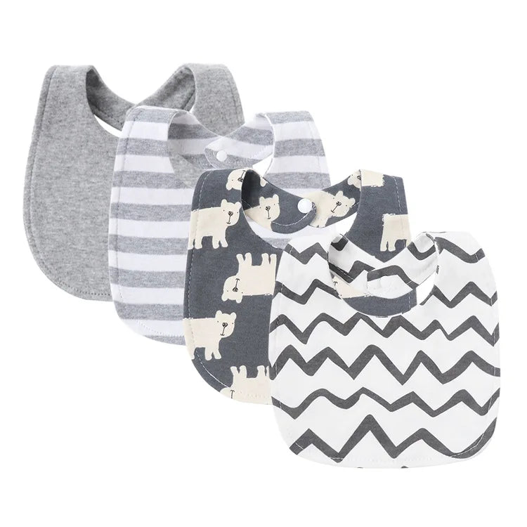 Tejesa 4Pcs Baby Bibs Burp Clothes / Newborn Saliva Towels for Girls Boys Cotton Kids Apron Infant Accessories Toddler Bibs Set