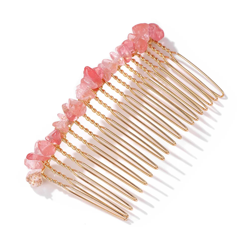 Hemasa Crystal Hair Combs Hair Accessories Natural Quartzs Stone Hair Clips Healing Reiki Hairpin Wedding Bridal Headwear Jewelry