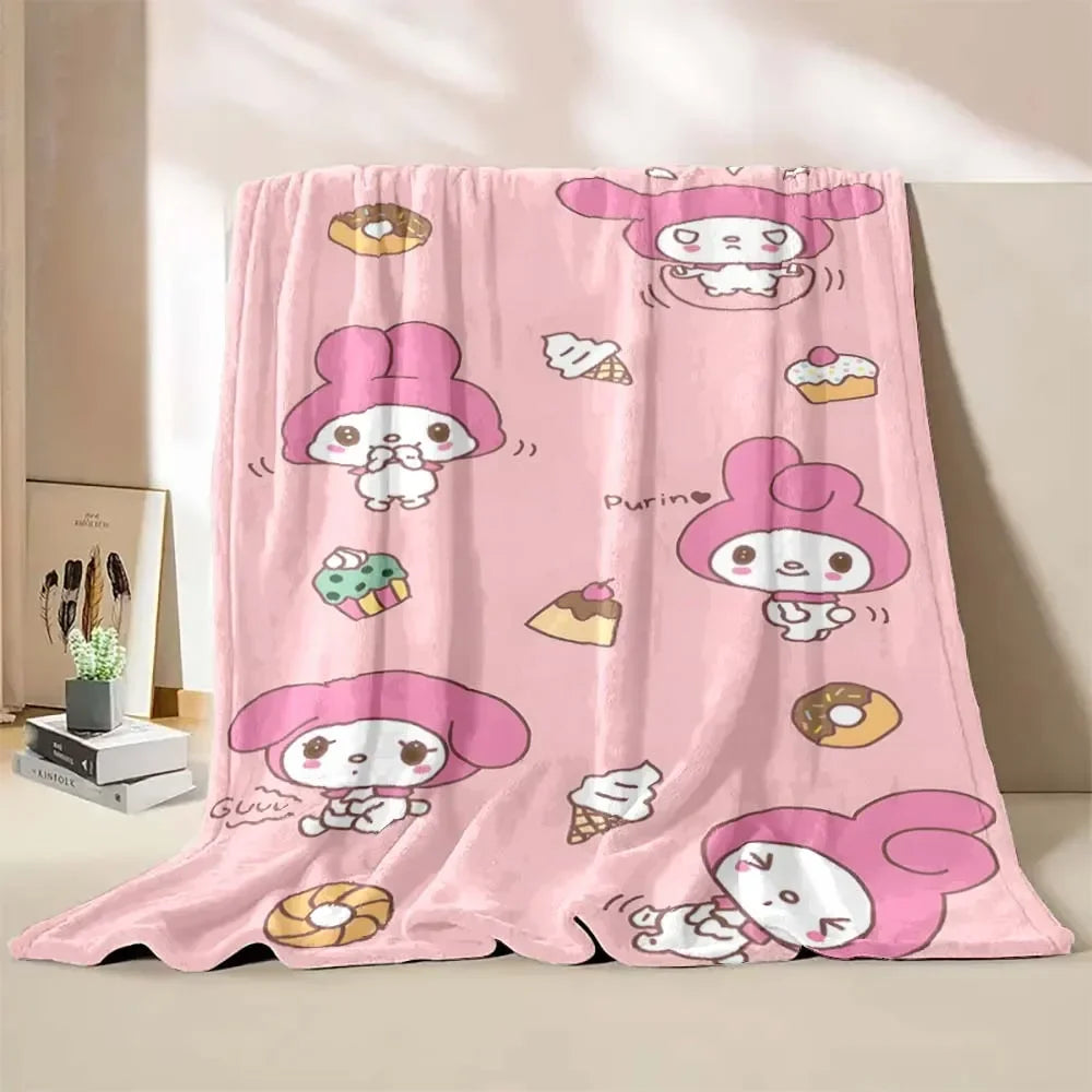 My Melody Flannel Blanket Sanrio Soft Fluffy Quilt Thicken Plush Nap Blanket Cartoon My Melody Sofa Blanket Child Adult Gift