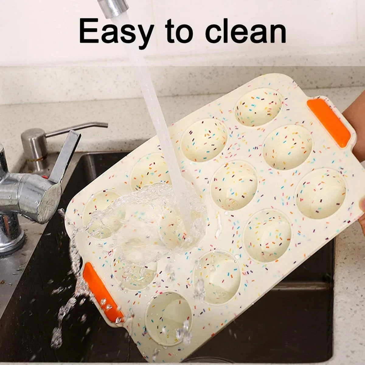 Tejesa 12 Holes Silicone Cake Mold/ Muffin Cupcake Baking Pan Non Stick Pudding Fondant Muffin Baking Tray Heat Resistant Bread Mould