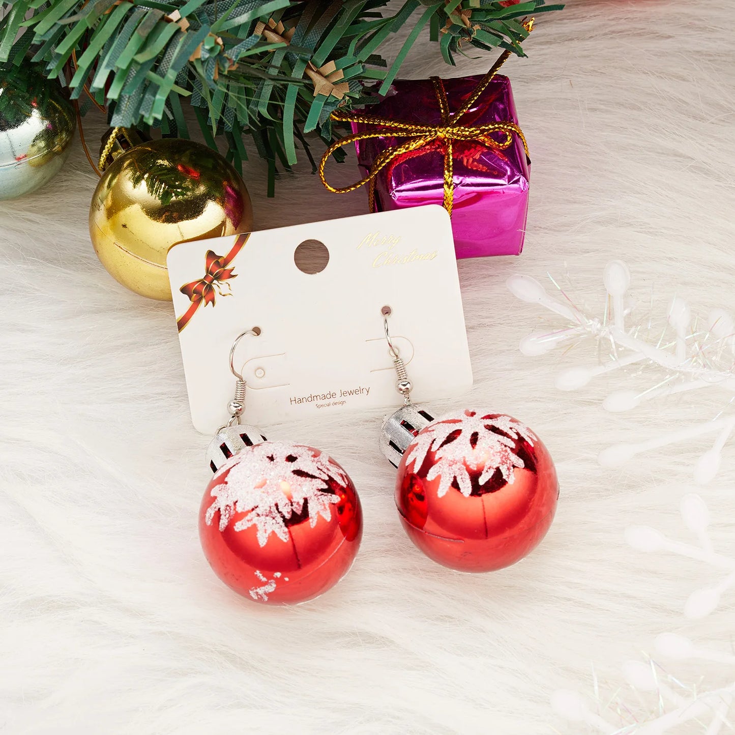 Merry Christmas Colorful Light Bulb Ball Shaped Drop Earrings for Women Luxury Creative Earrings Girl New Year Party Jewelry
