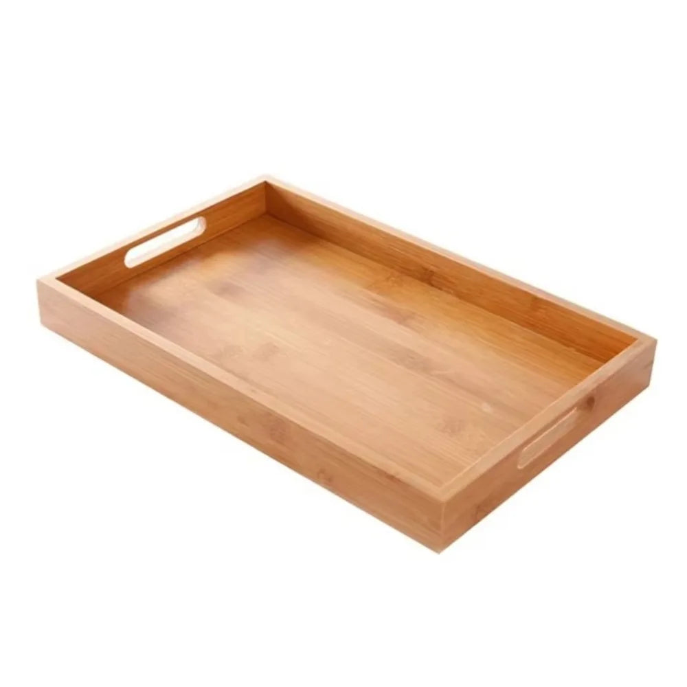 Tejesa Rectangular Storage Tray household Solid Wood Storage Plate Bamboo Water Cup Plate Home Living Room