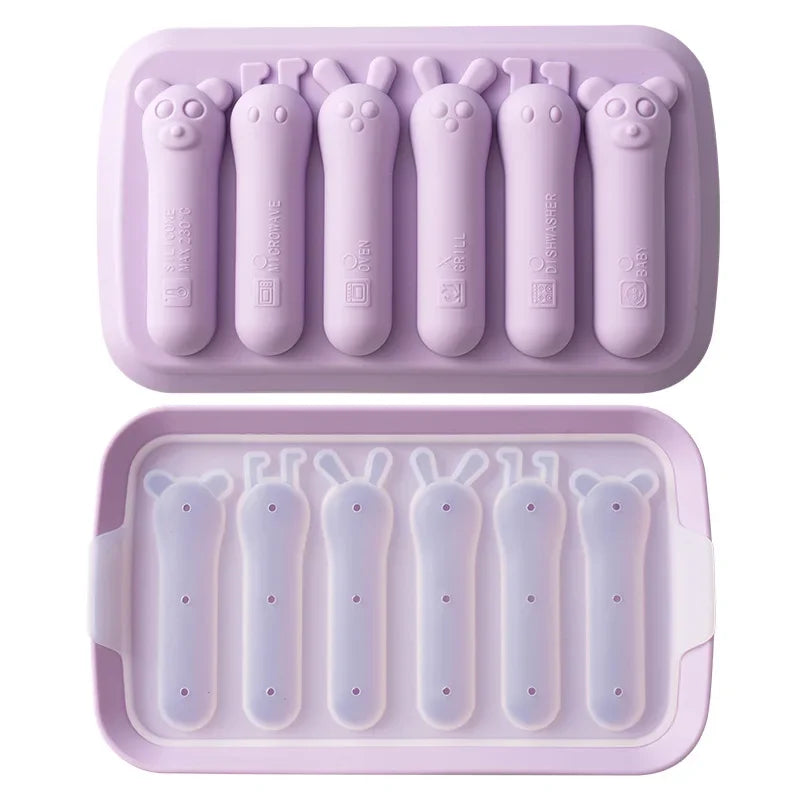 Hemasa  2 Pcs  Sausage Maker Mould 6 Grids /Silicone  Hot Dog Making Moulds With Lid