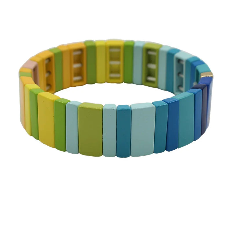 New Fashion Enamel Paint Ladies Bracelet Geometric Small Fresh Bracelet Ins Macaron Color Matching Net Red Bracelet DIY Jewelry